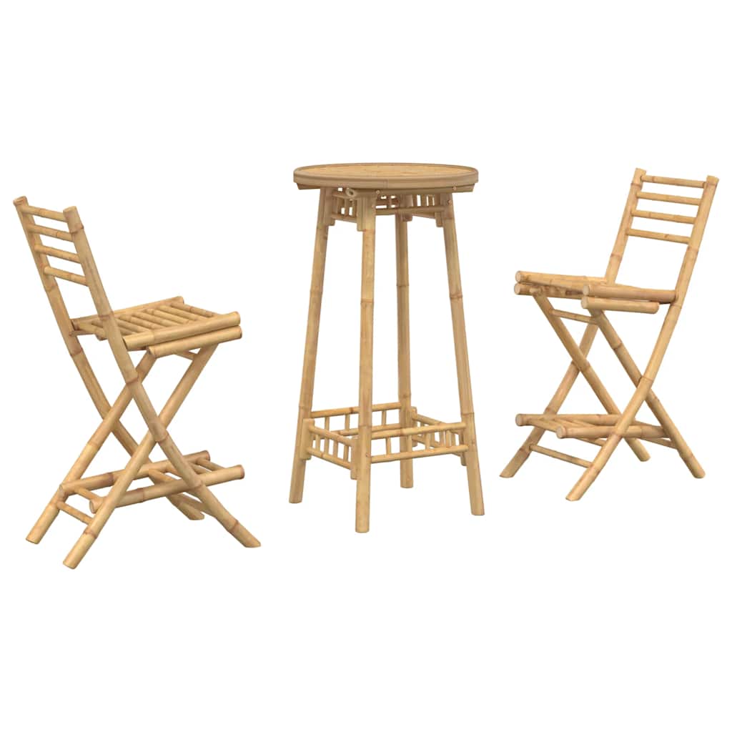 3-tlg. Outdoor-Bar-Set Klappbar Bambus