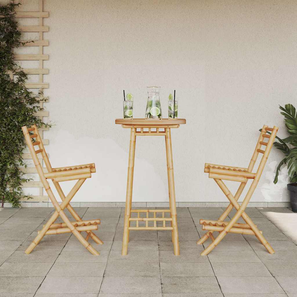 3-tlg. Outdoor-Bar-Set Klappbar Bambus