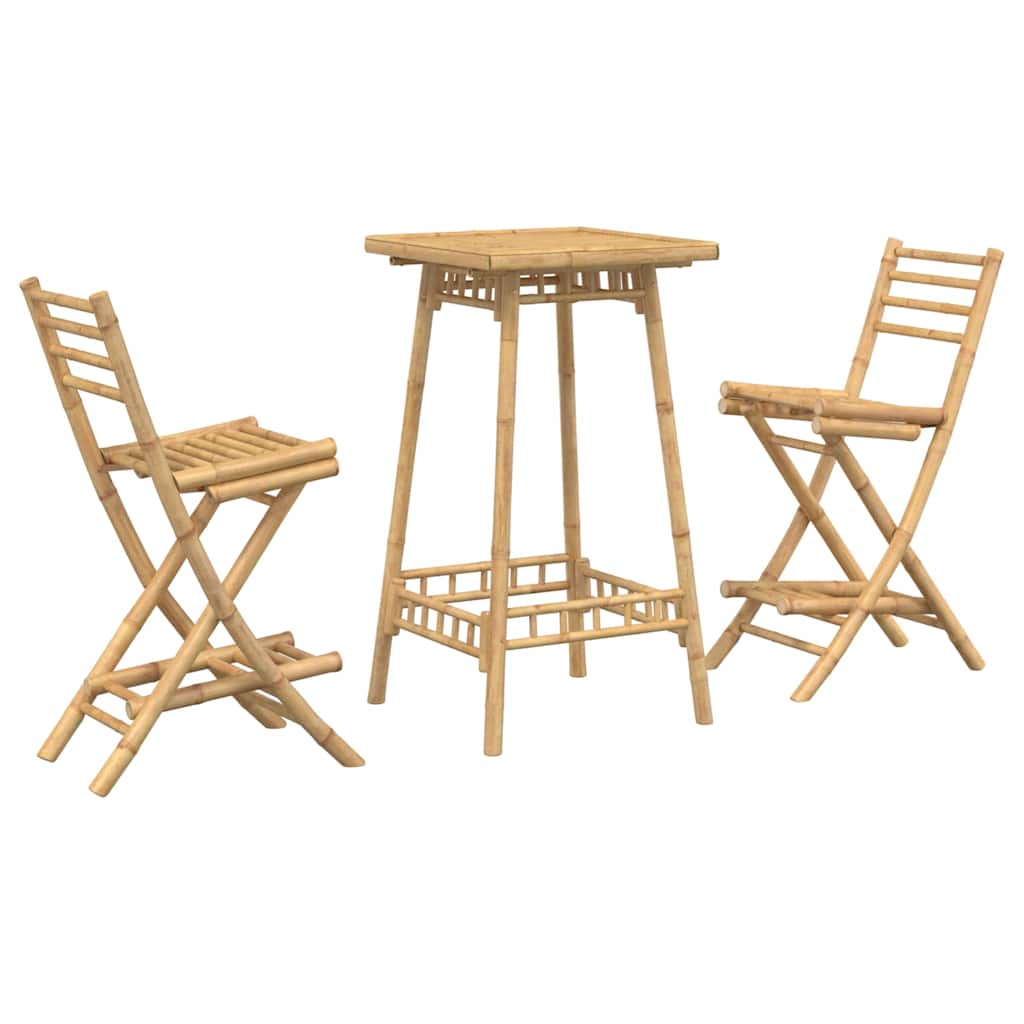 3-tlg. Outdoor-Bar-Set Klappbar Bambus
