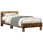 Bettrahmen mit LED Altholz 100 x 200 cm Holzwerkstoff