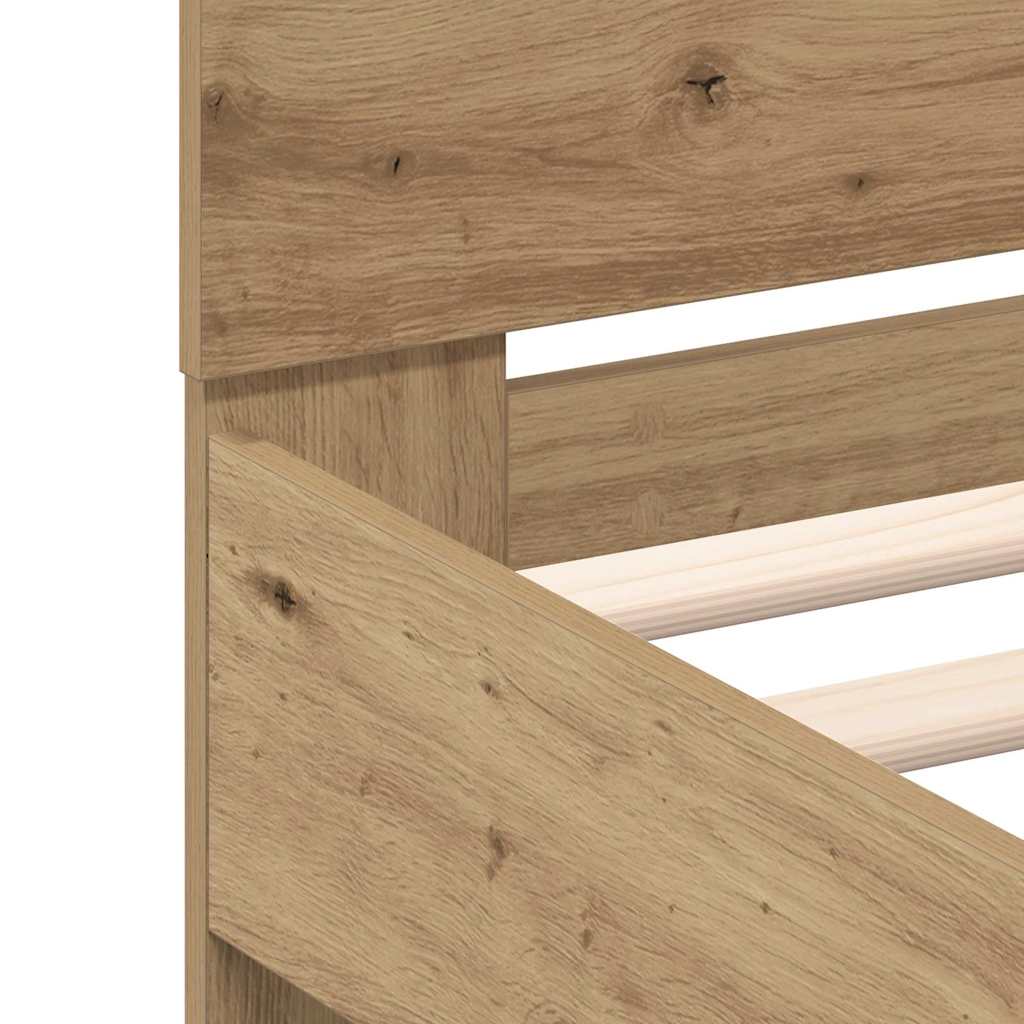 Bettrahmen mit LED Artisan-Eiche 90 x 200 cm Holzwerkstoff