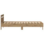 Bettrahmen mit LED Artisan-Eiche 90 x 200 cm Holzwerkstoff