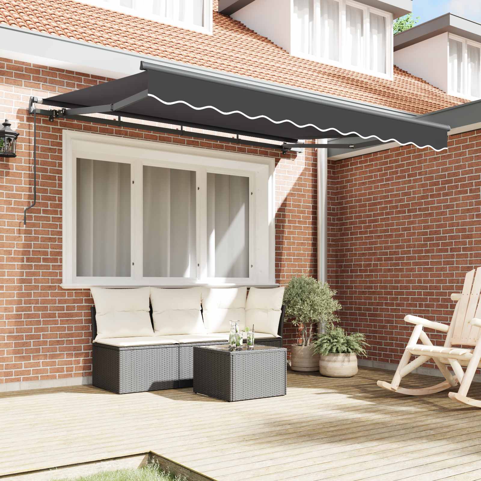 Einziehbare Markise Anthrazit 250 x 200 cm Stoff