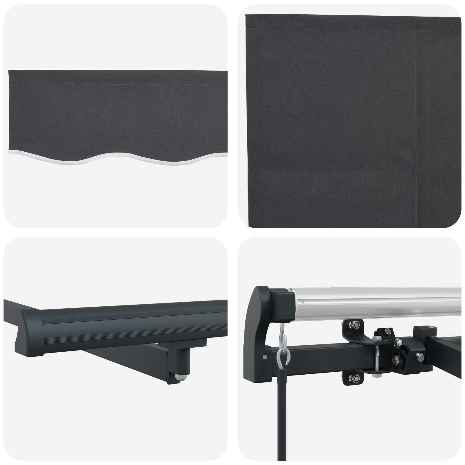 Einziehbare Markise Gestreift Anthrazit 300 x 200 cm Stoff