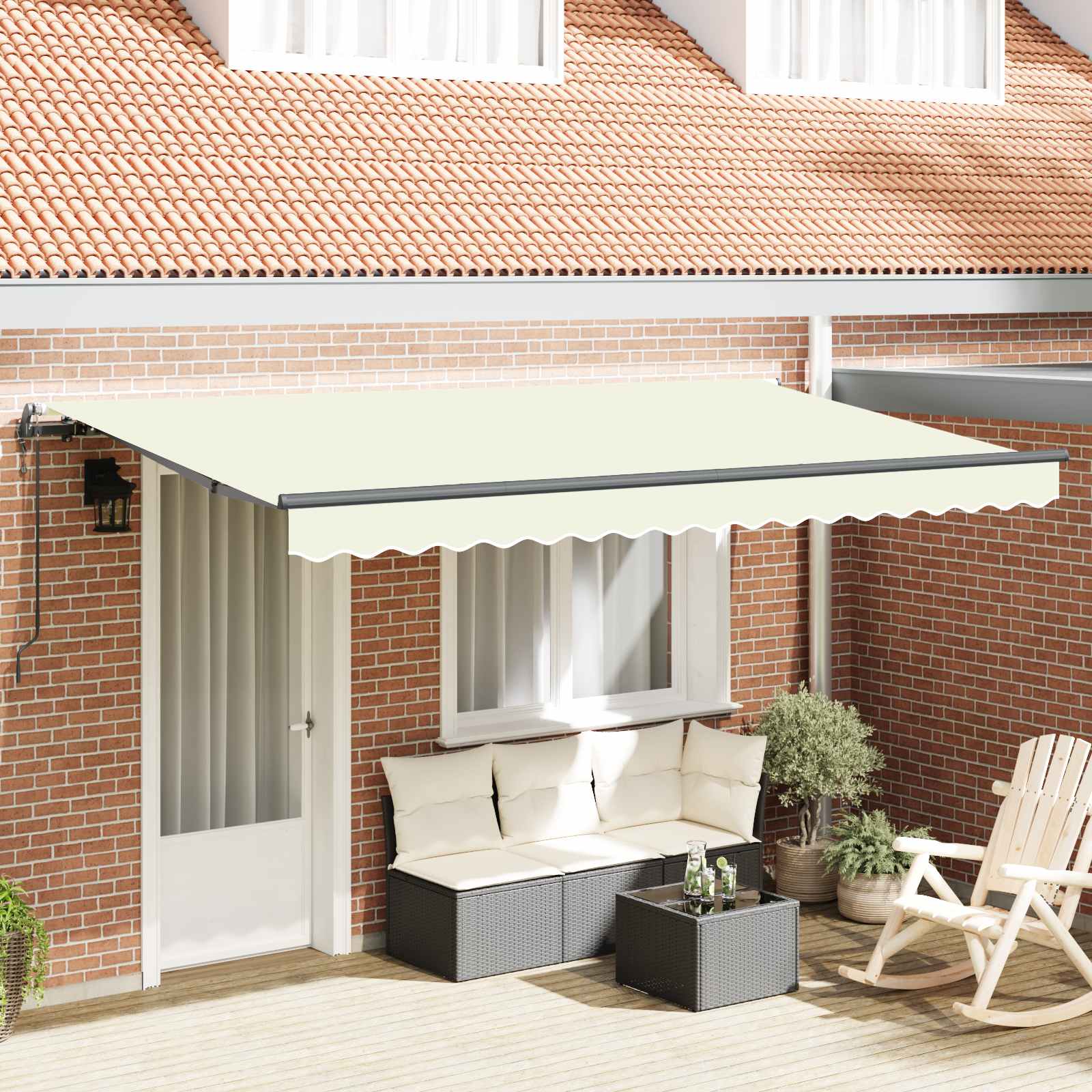 Einziehbare Markise Creme 350 x 200 cm Stoff