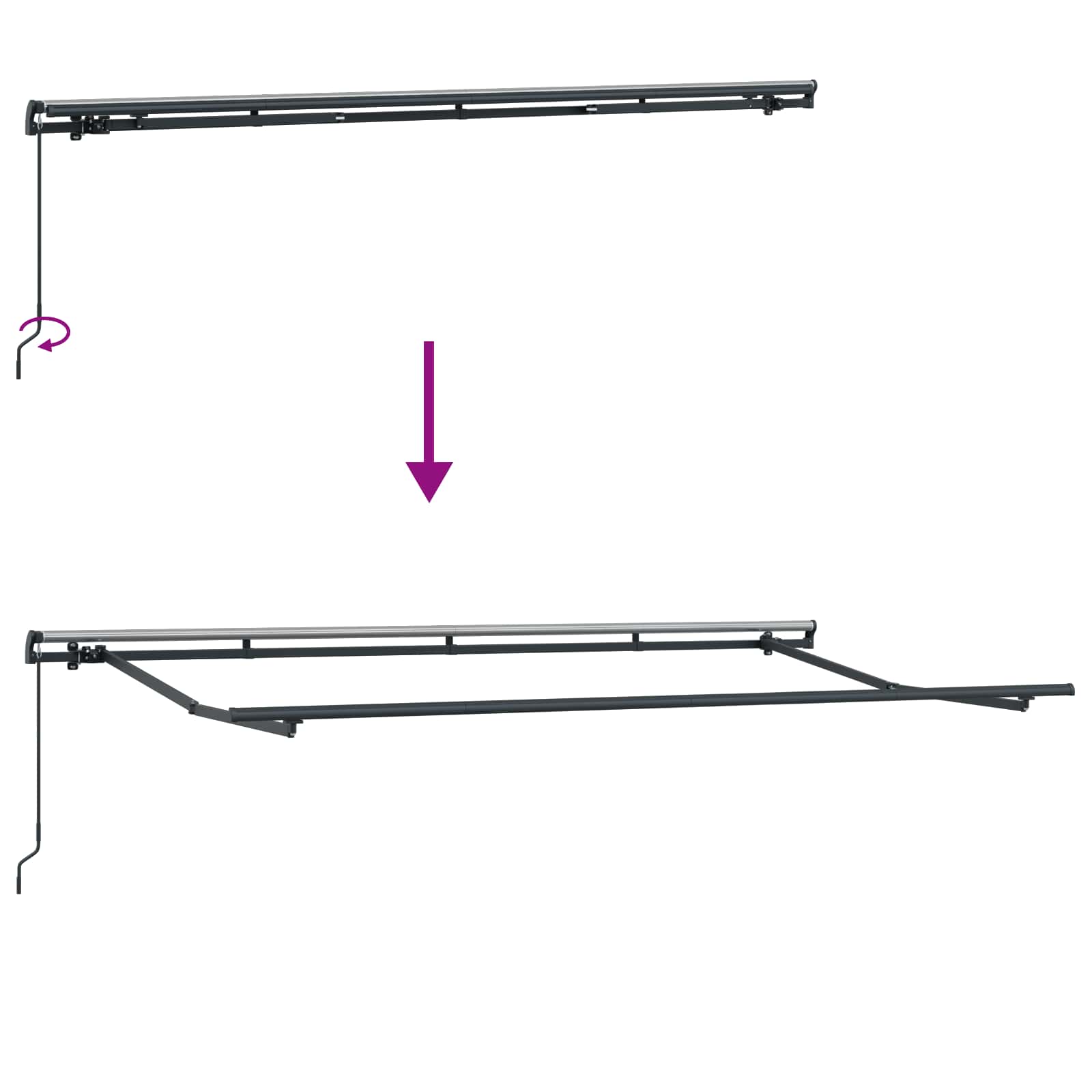 Einziehbare Markise Gestreift Blau 350 x 200 cm Stoff