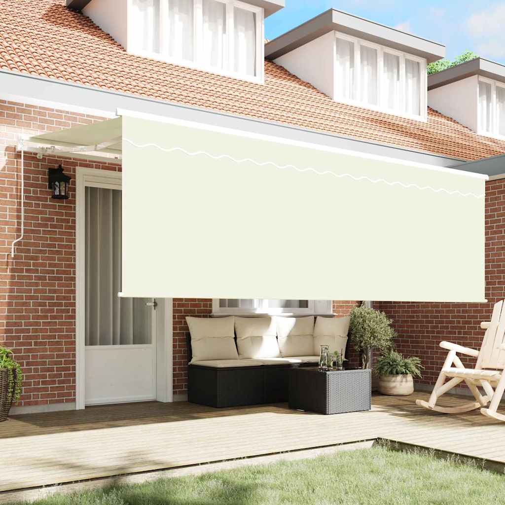 Einziehbare Markise Creme 350 x 200 cm Polyester und Aluminium
