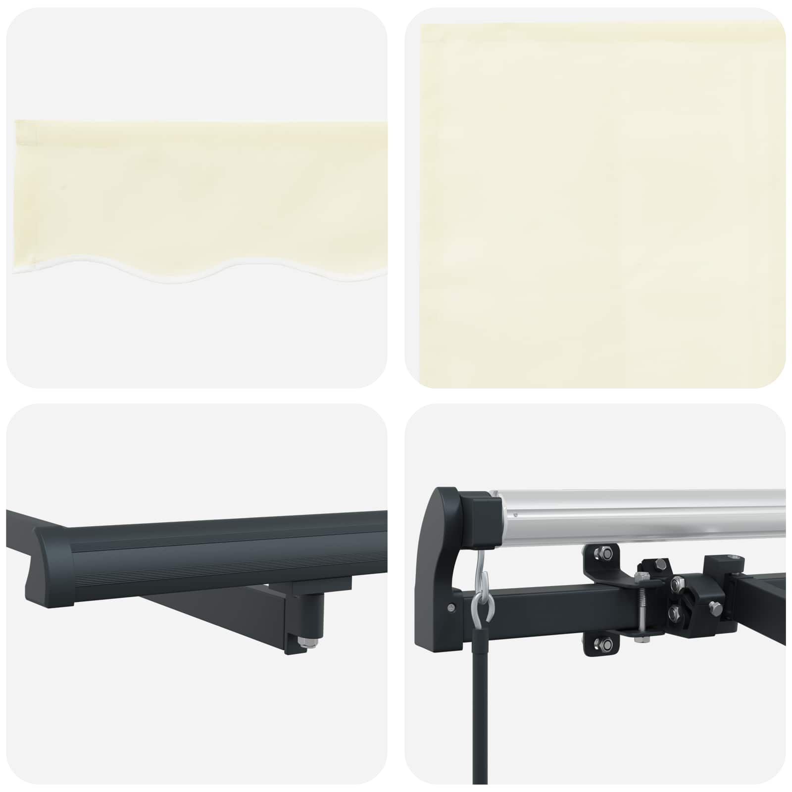 Einziehbare Markise Creme 350 x 200 cm Polyester und Aluminium