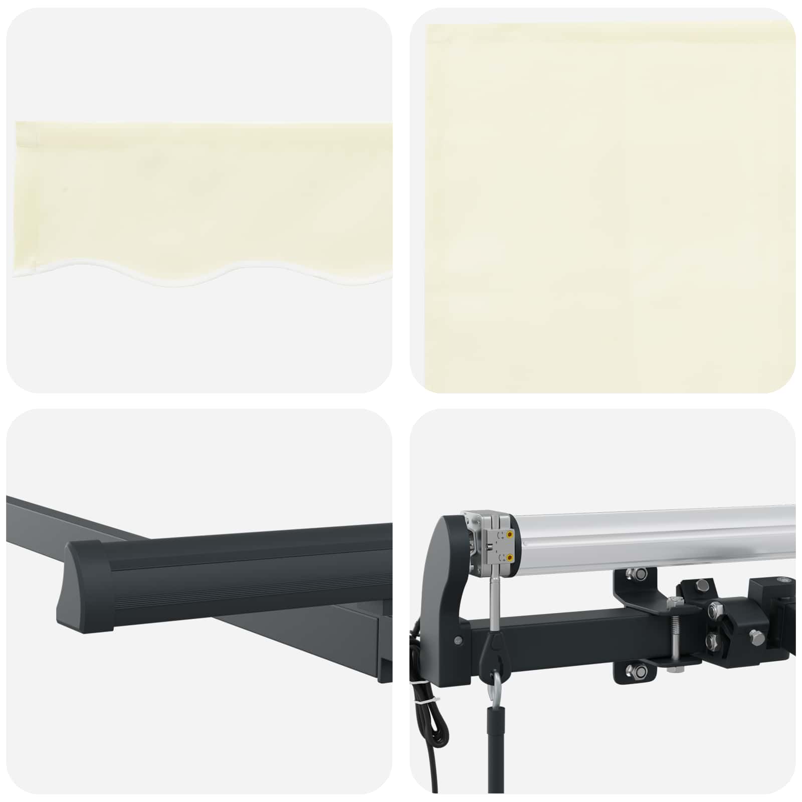 Einziehbare Markise Creme 350 x 200 cm Polyester und Aluminium