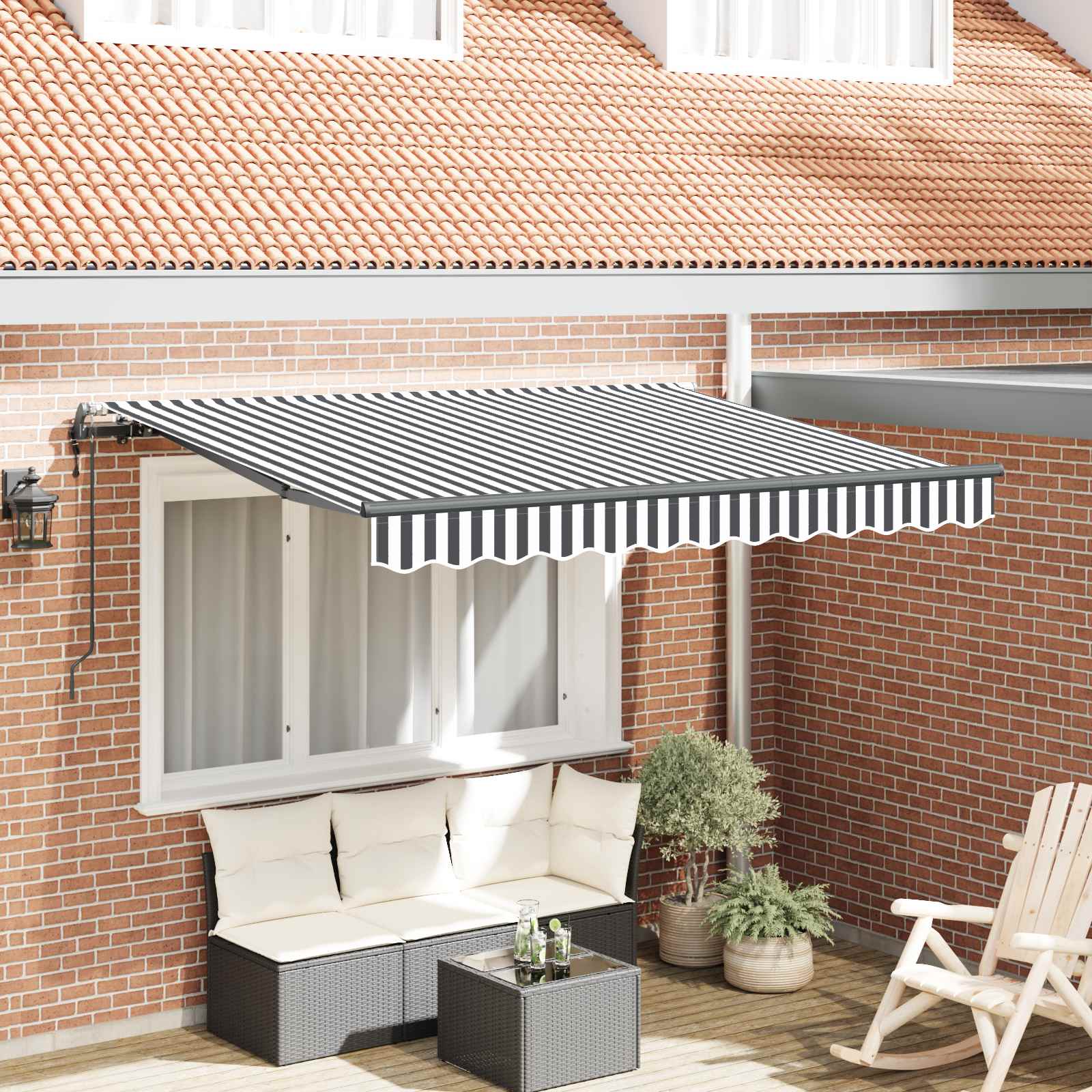 Einziehbare Markise Anthrazit 350 x 200 cm Stoff
