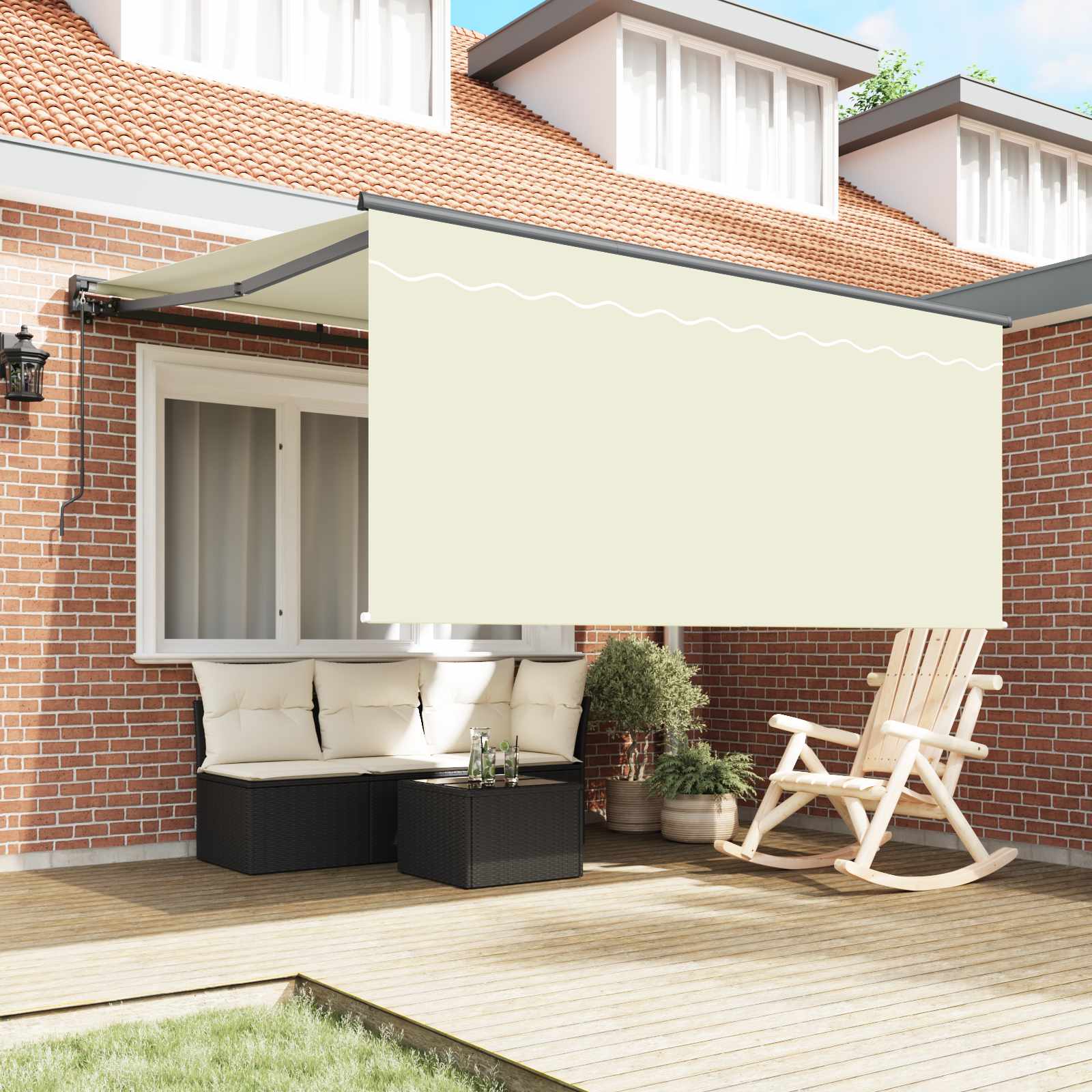 Einziehbare Markise Creme 300 x 250 cm Polyester und Aluminium