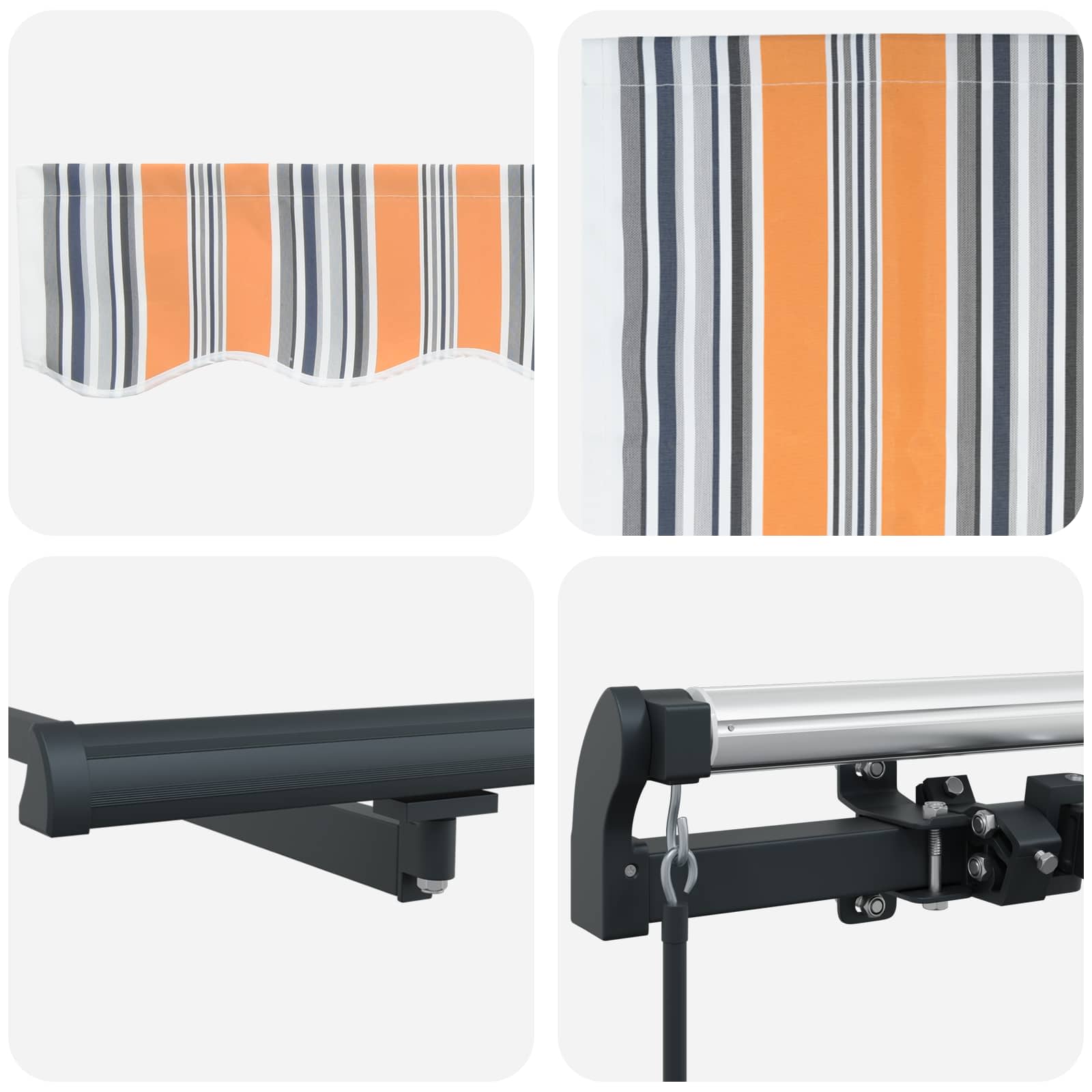 Einziehbare Markise Mehrfarbig 300 x 250 cm Polyester und Stahl