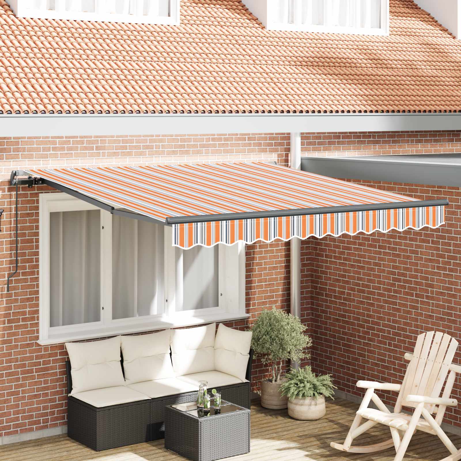 Einziehbare Markise Mehrfarbig 300 x 250 cm Polyester und Stahl