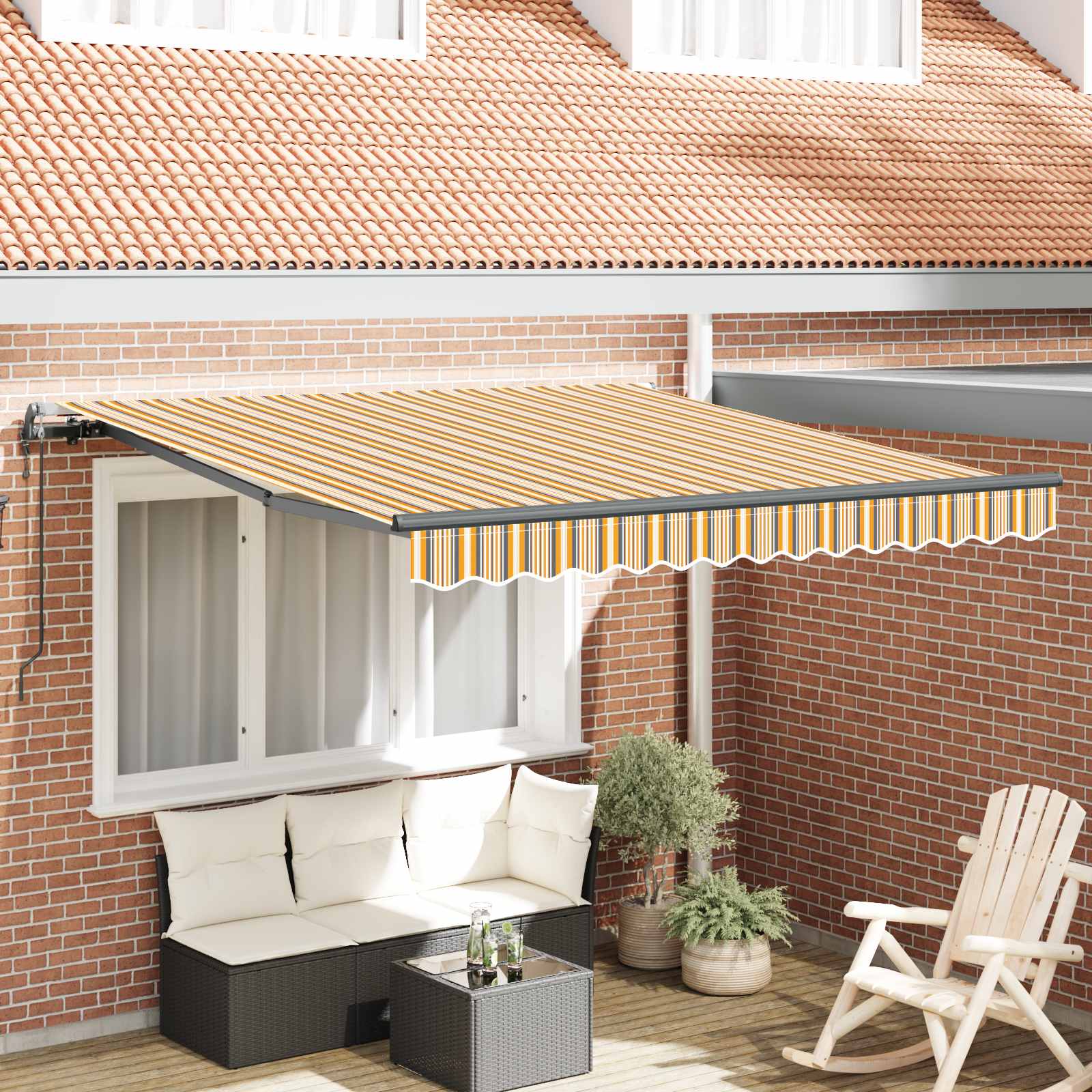 Einziehbare Markise Mehrfarbig 300 x 250 cm Stoff und Aluminium