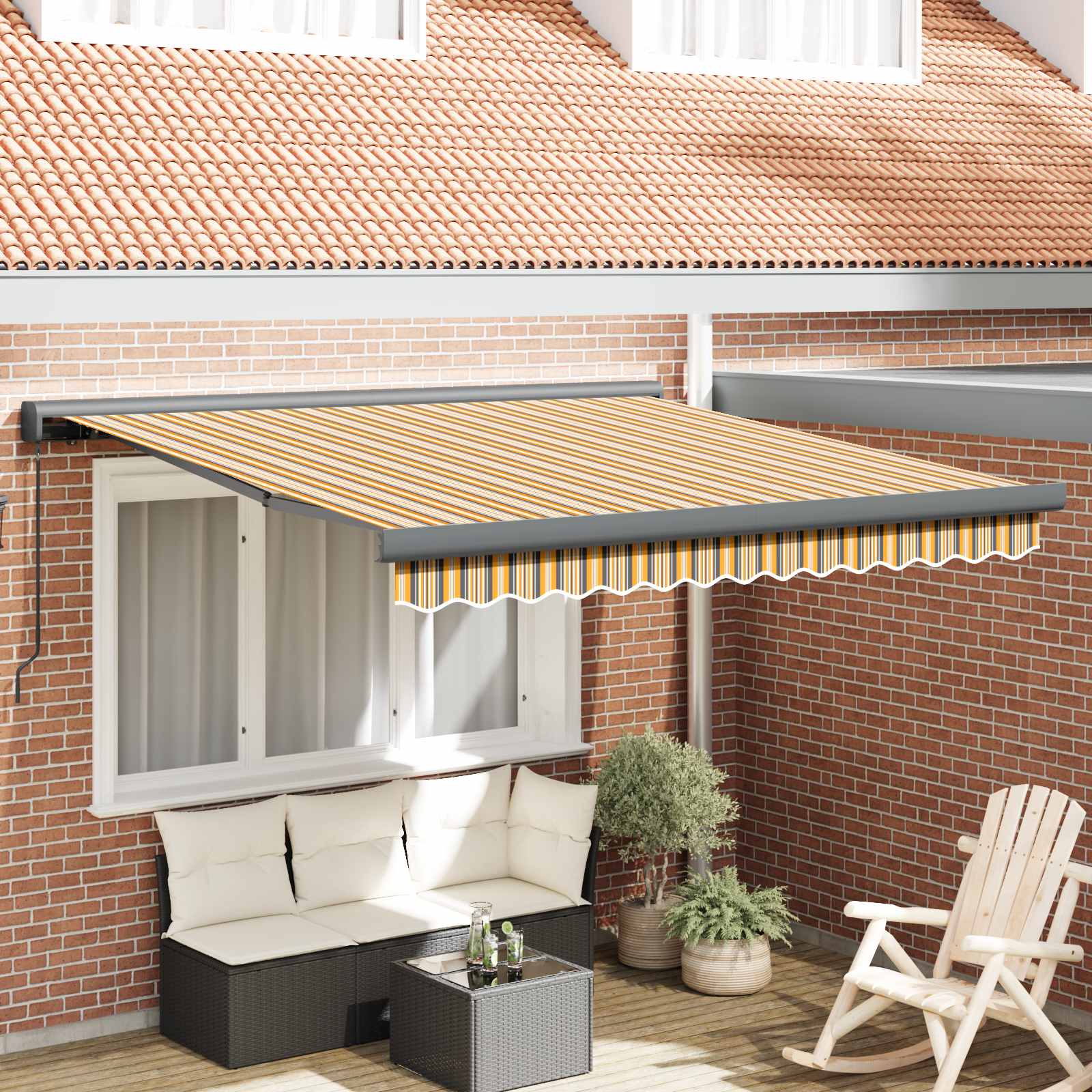 Einziehbare Markise Mehrfarbig 300 x 250 cm Stoff und Metall