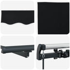 Einziehbare Markise Schwarz 300 x 250 cm Polyester und Stahl