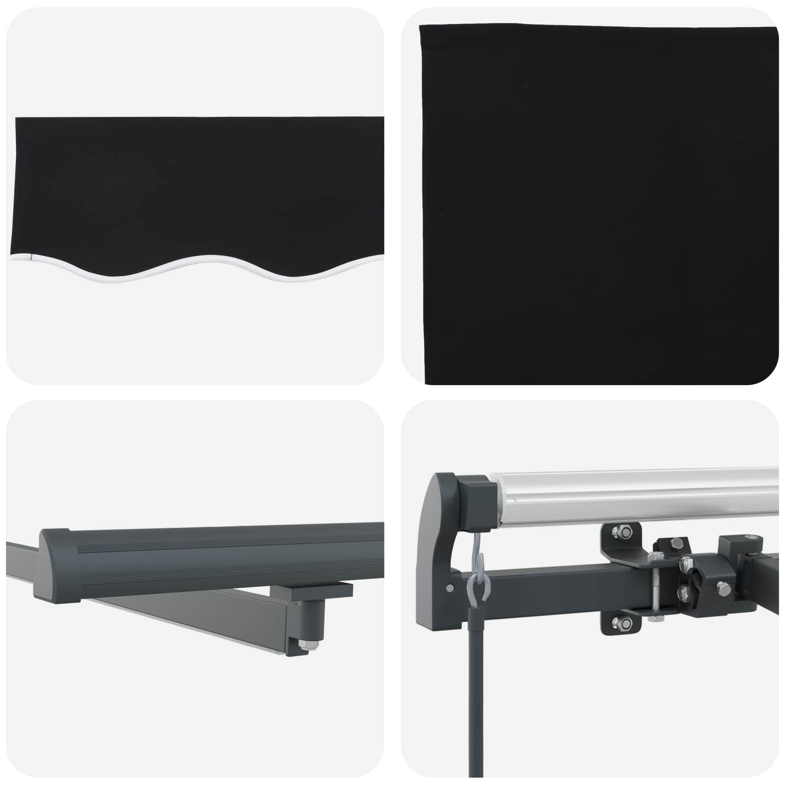 Einziehbare Markise Schwarz 300 x 250 cm Stoff