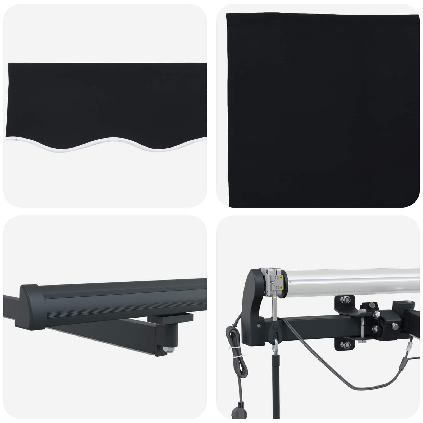 Markisenstoff Schwarz 300 x 250 cm Polyester
