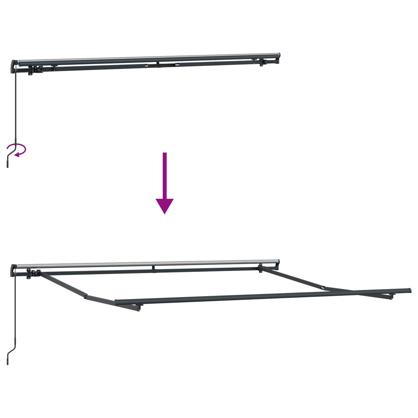 Einziehbare Markise Weiß 300 x 250 cm Polyester und Stahl