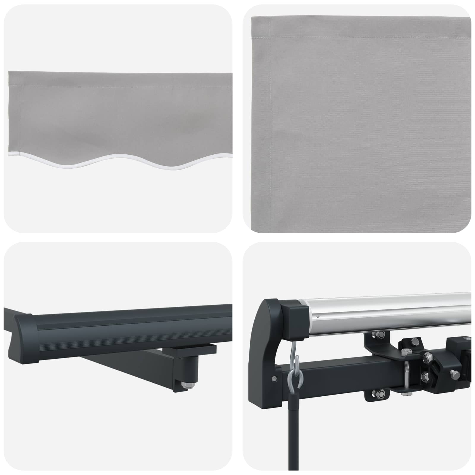 Einziehbare Markise Hellgrau 300 x 250 cm Polyester und Stahl