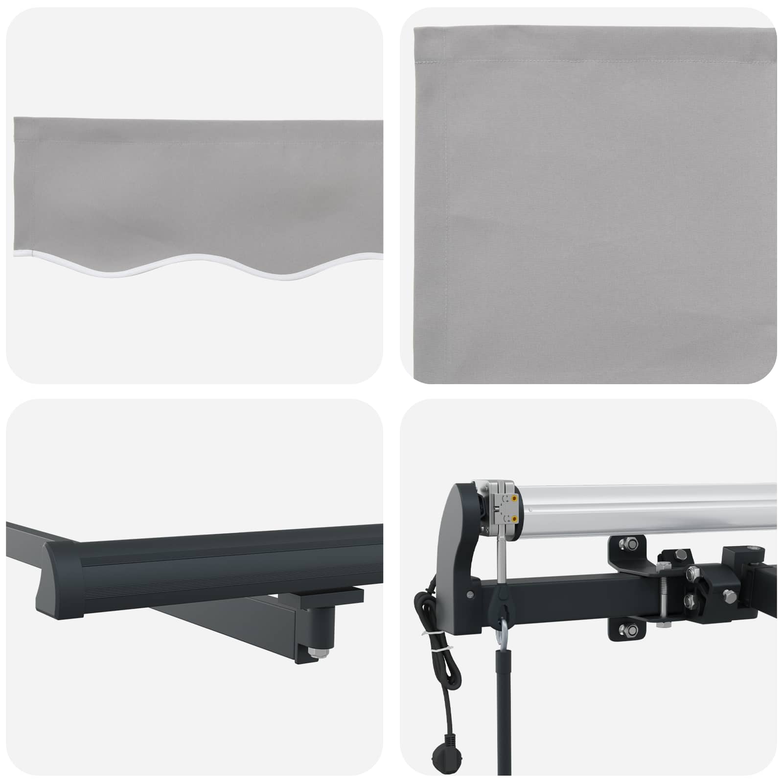 Einziehbare Markise Hellgrau 300 x 250 cm Stoff und Aluminium