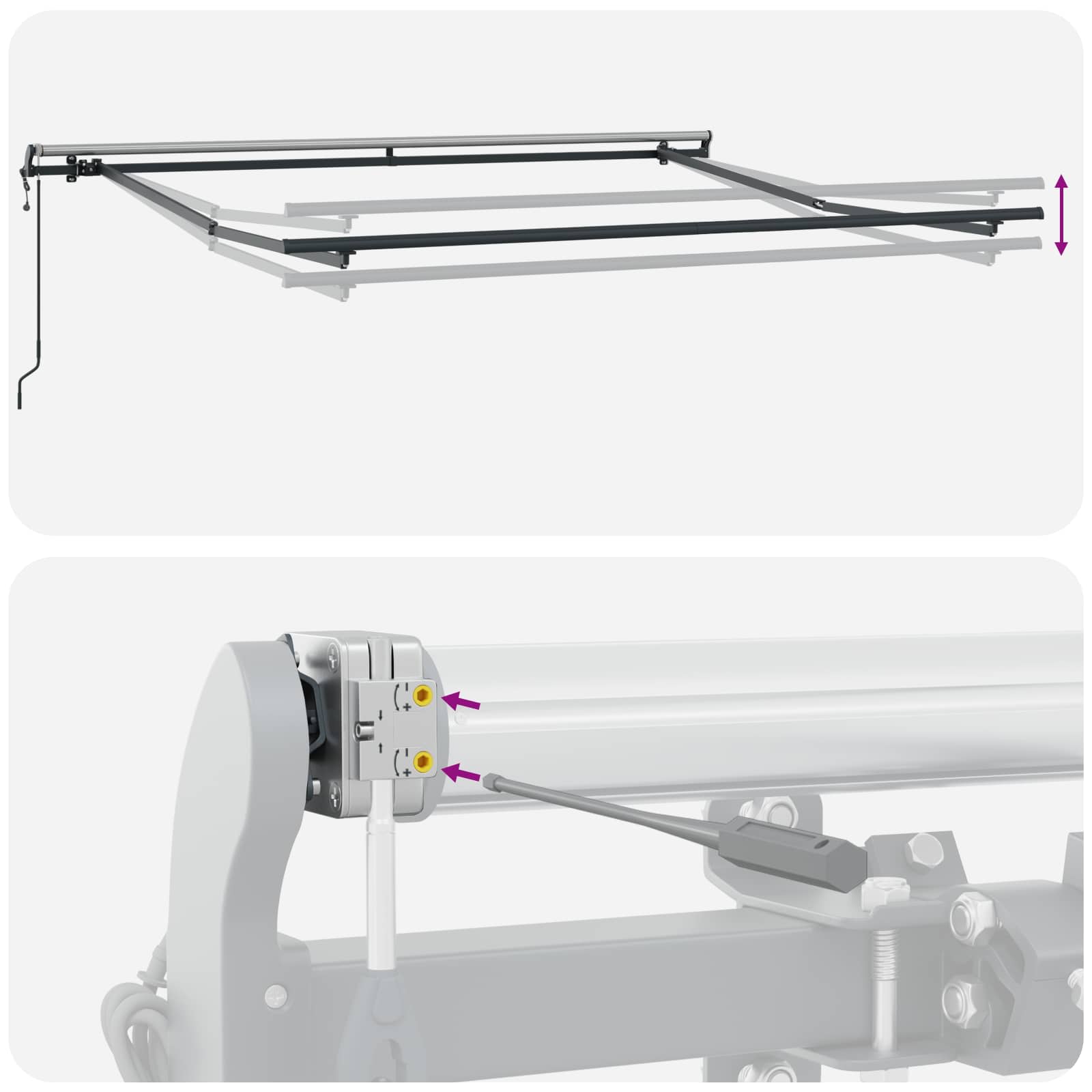 Einziehbare Markise Hellgrau 300 x 250 cm Stoff und Aluminium