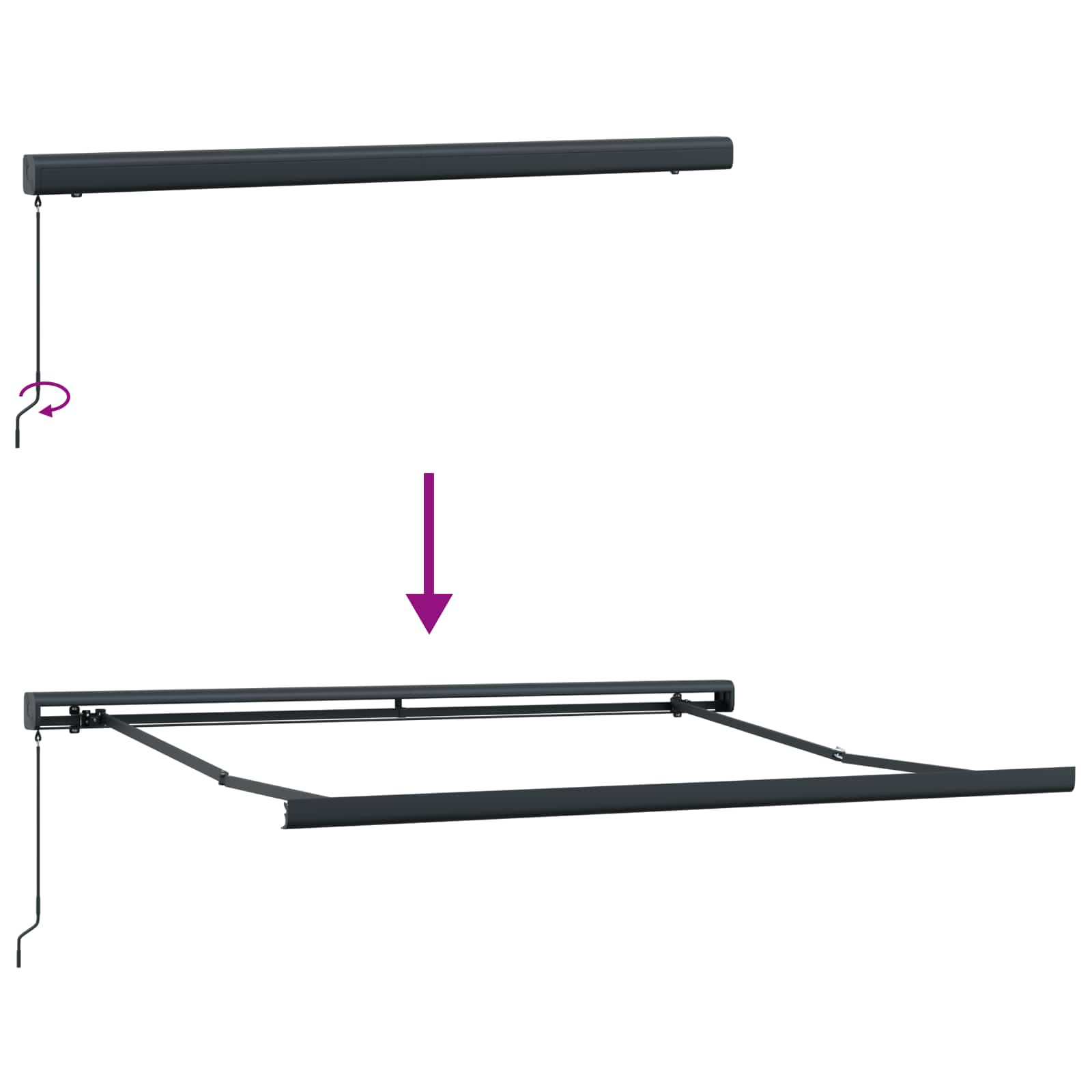 Einziehbare Markise Hellgrau 300 x 250 cm Stoff und Metall