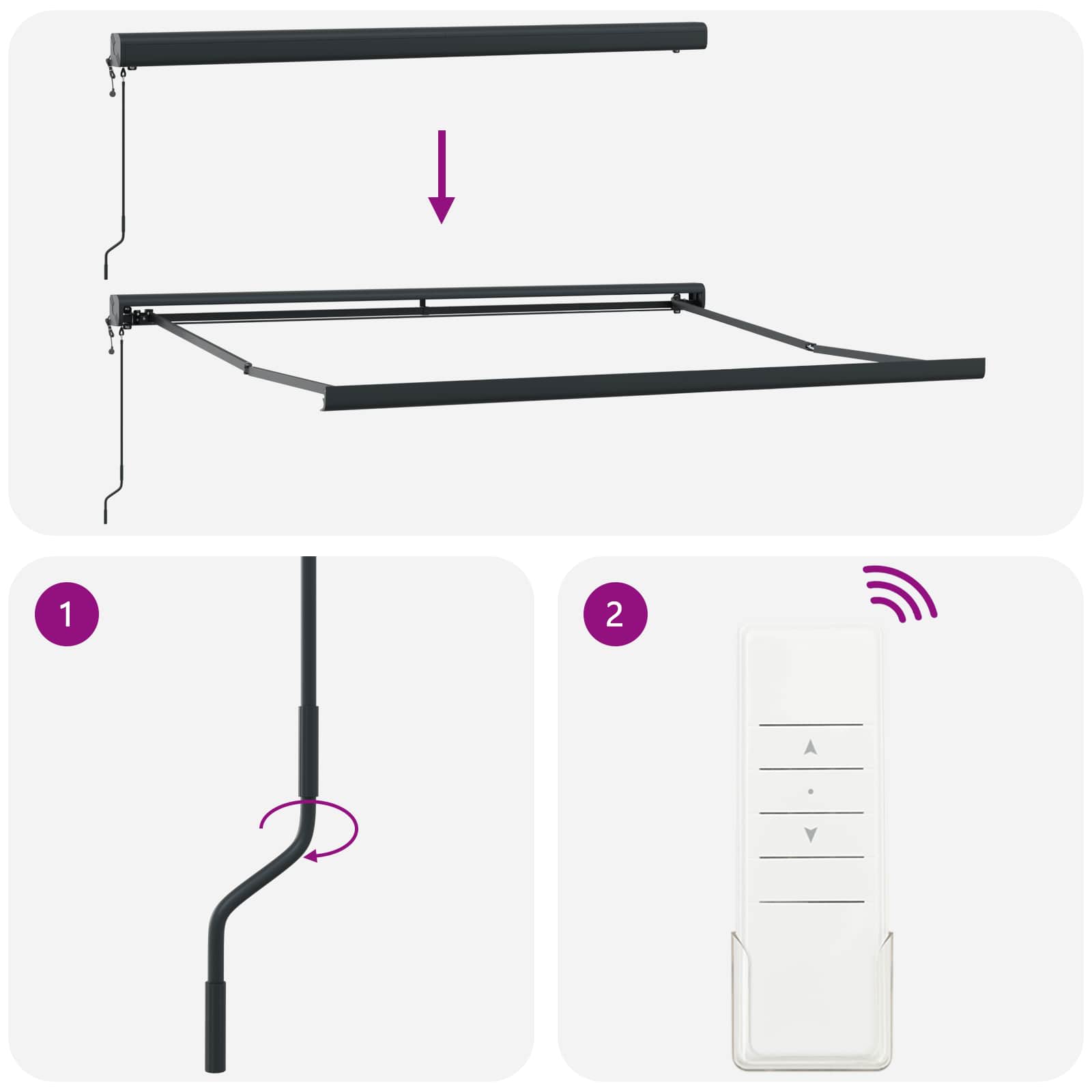 Markise Hellgrau 300 x 250 x 165 cm Polyester und Aluminium