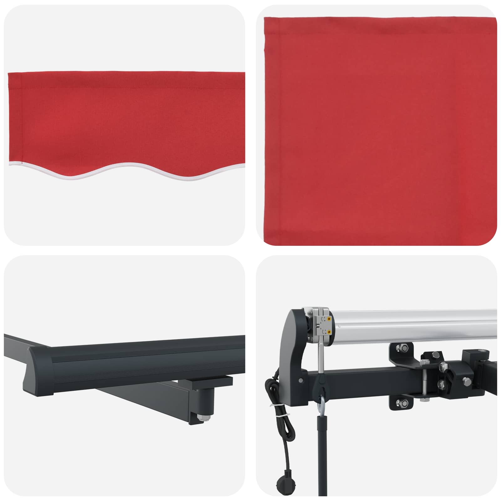 Einziehbare Markise Rot 300 x 250 cm Stoff und Aluminium