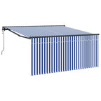 Einziehbare Markise Blau und Weiß 350 x 250 cm