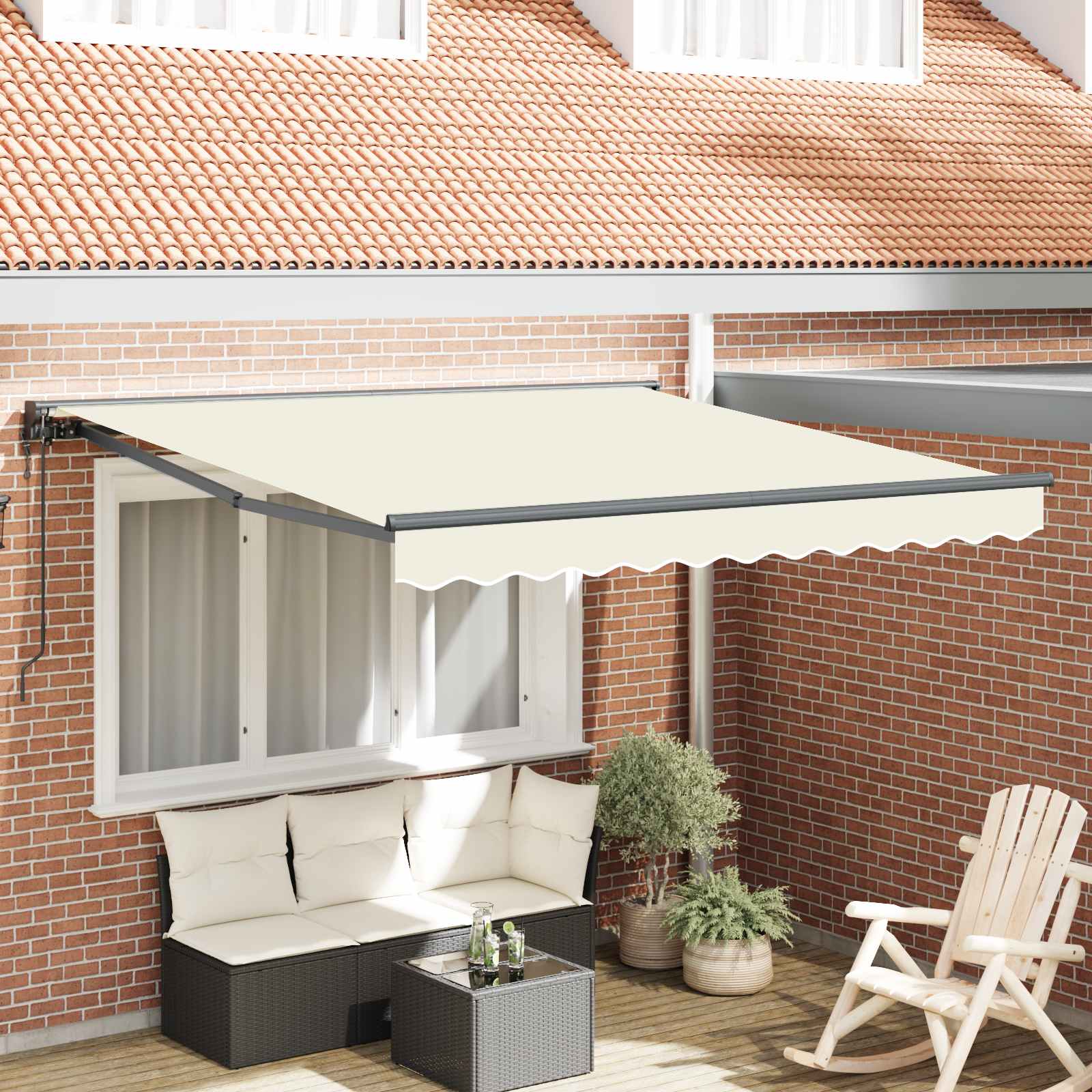 Markisenrahmen Creme 350 x 250 cm Polyester mit PU-Beschichtung
