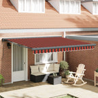Einziehbare Markise Rot und Schwarz 350 x 250 cm Stoff