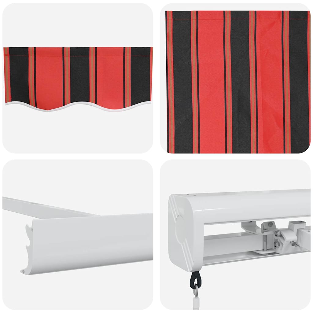 Einziehbare Markise Rot und Schwarz 350 x 250 cm