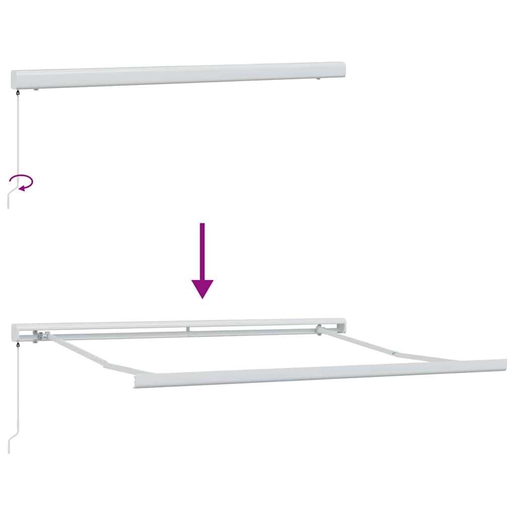 Einziehbare Markise Rot und Weiß 350 x 250 cm Stoff und Metall