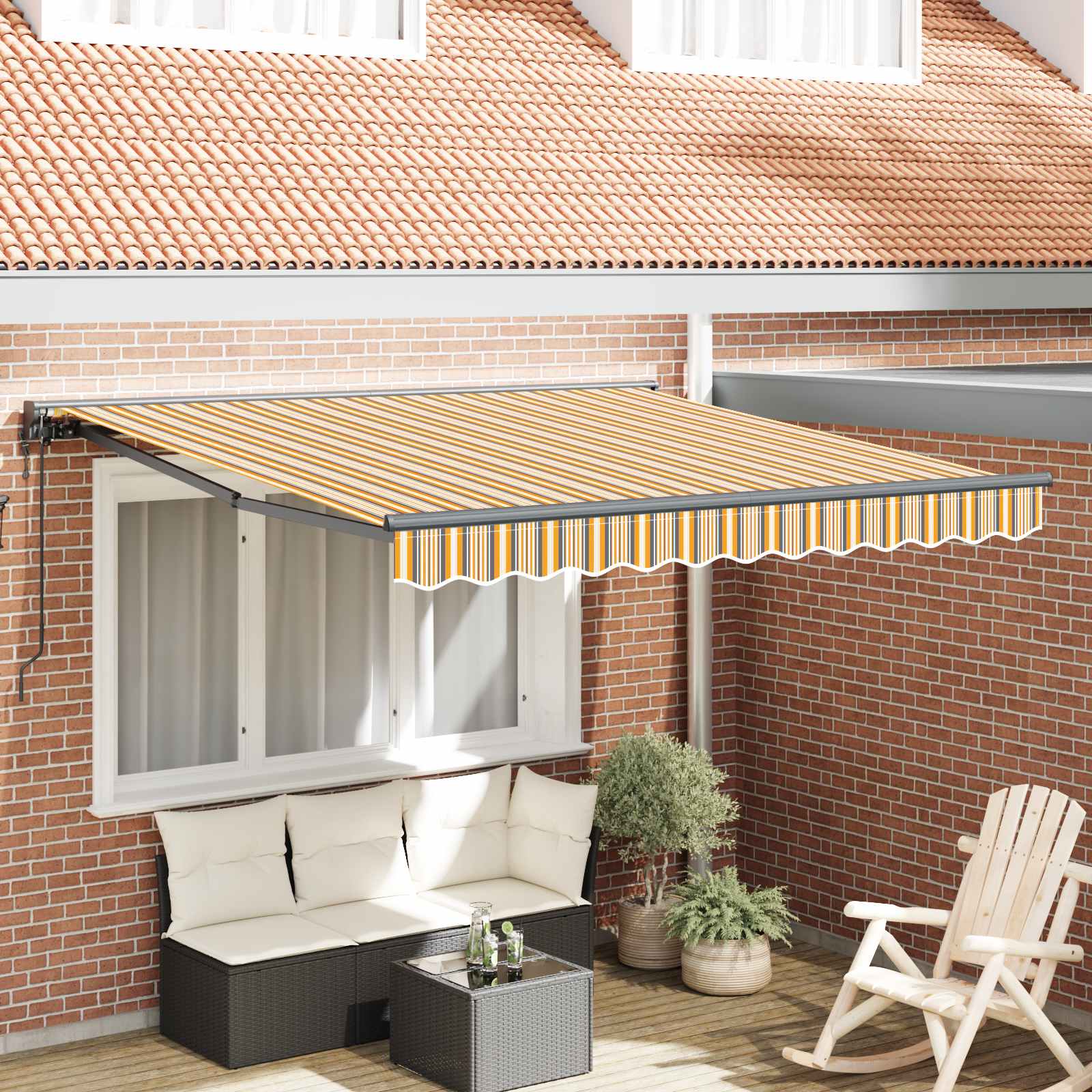 Markisenrahmen Gelb und Grau 350 x 250 cm