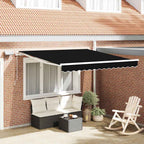 Einziehbare Markise Schwarz 350 x 250 cm Stoff und Stahl