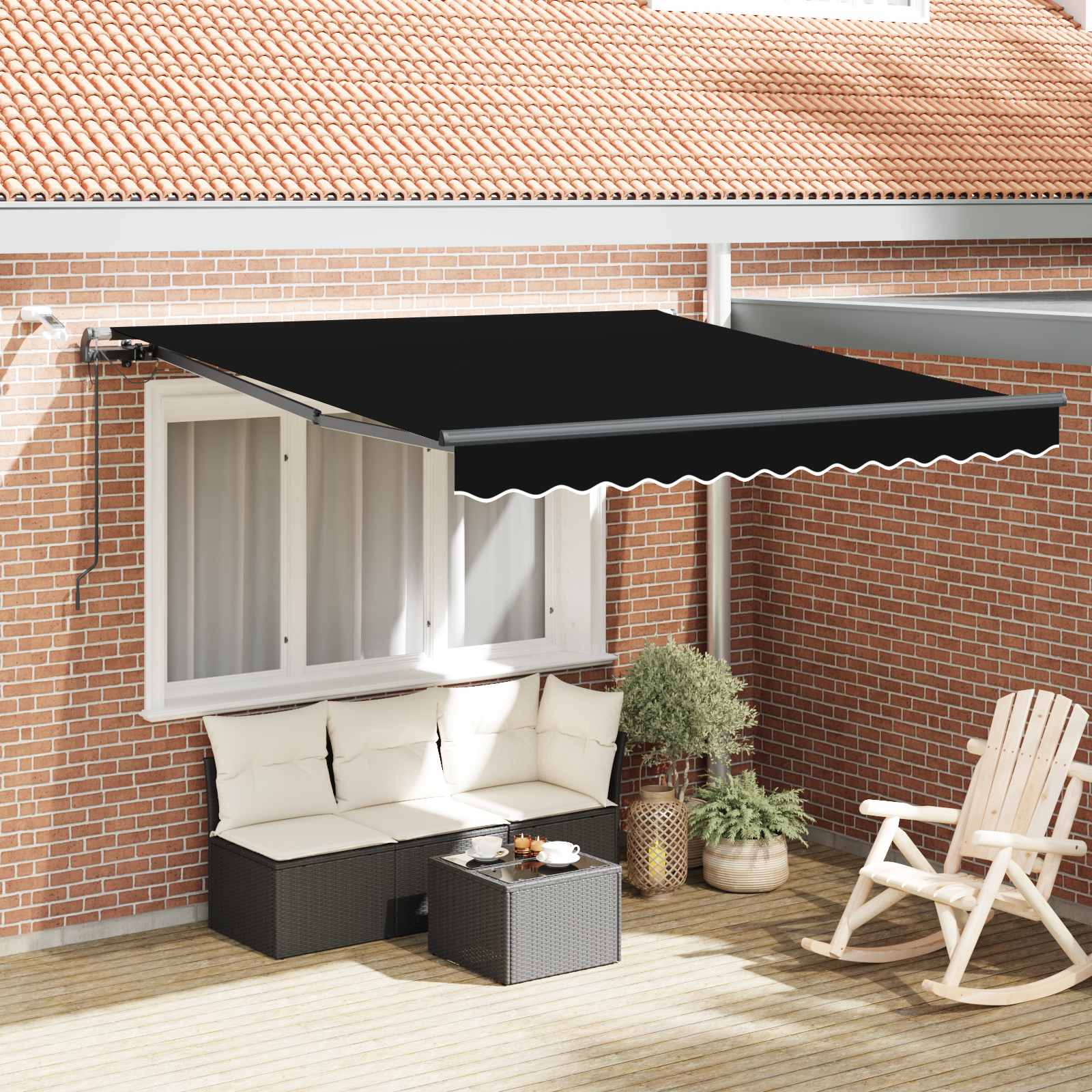 Markisenstoff Schwarz 350 x 250 cm Polyester