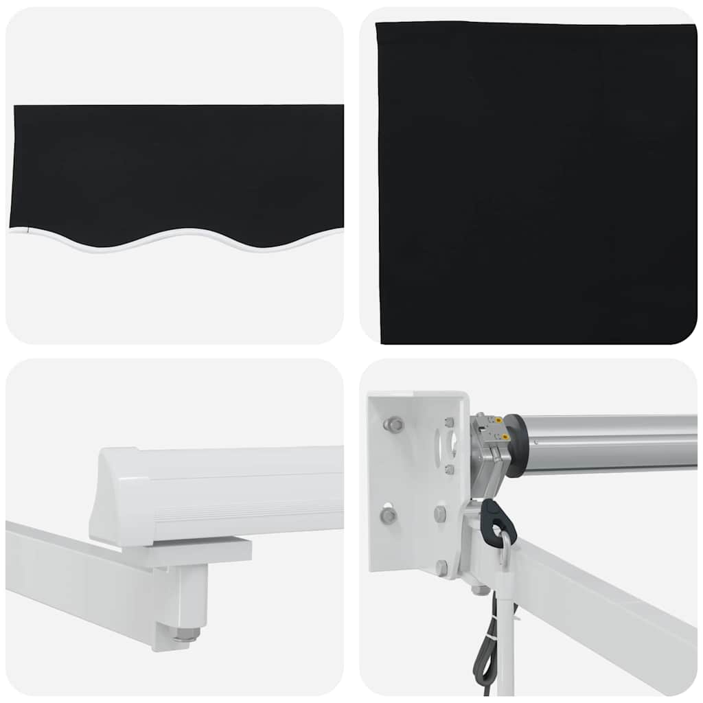 Einziehbare Markise Schwarz 350 x 250 cm Stoff