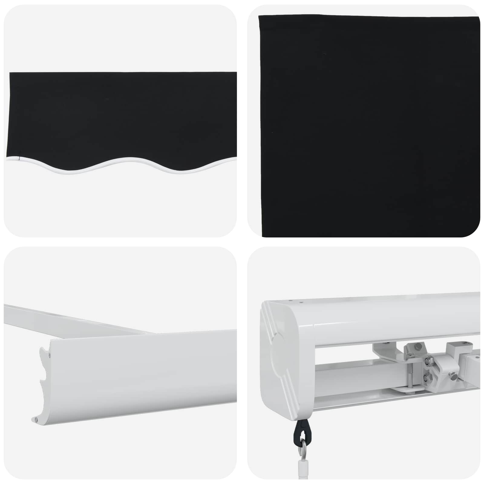 Einziehbare Markise Schwarz 350 x 250 cm Stoff und Metall