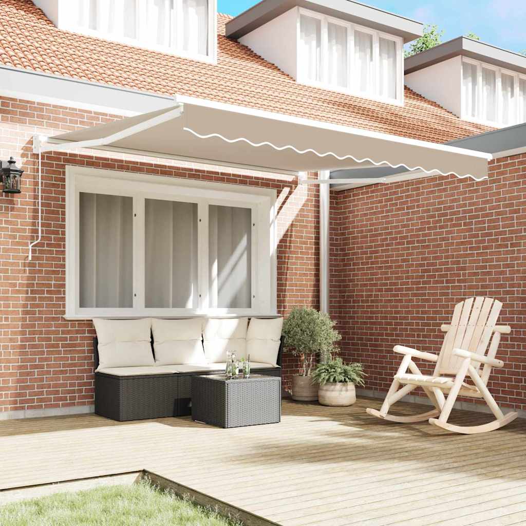 Einziehbare Markise Beige 350 x 250 cm Polyester und Aluminium