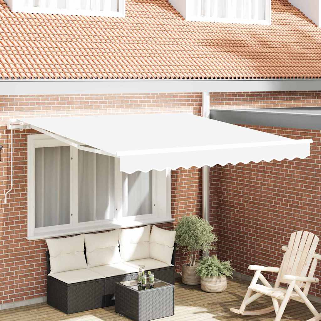 Einziehbare Markise Weiß 350 x 250 cm Polyester und Aluminium