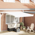 Einziehbare Markise Weiß 350 x 250 cm Stoff und Stahl