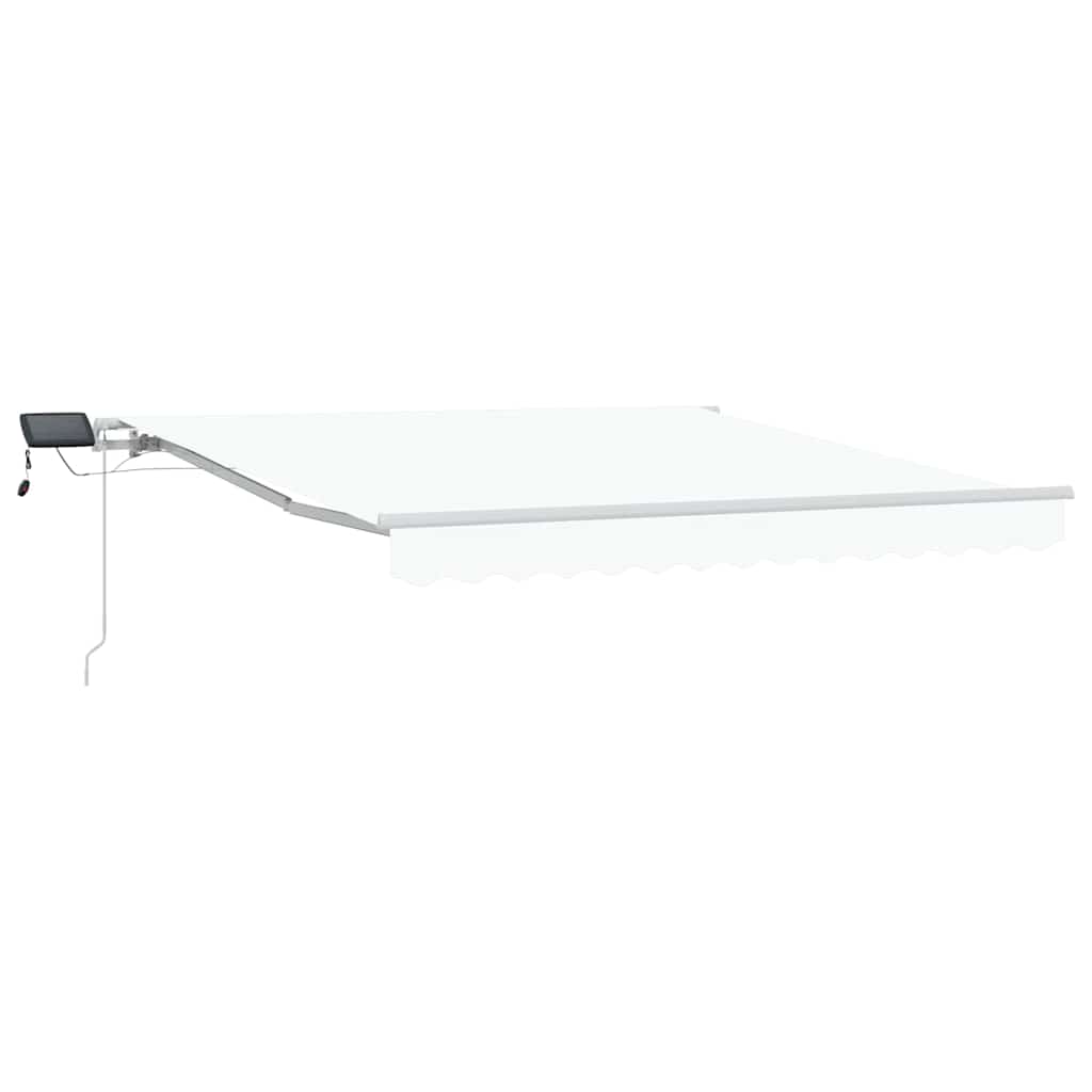 Einziehbare Markise Weiß 350 x 250 cm Stoff und Stahl