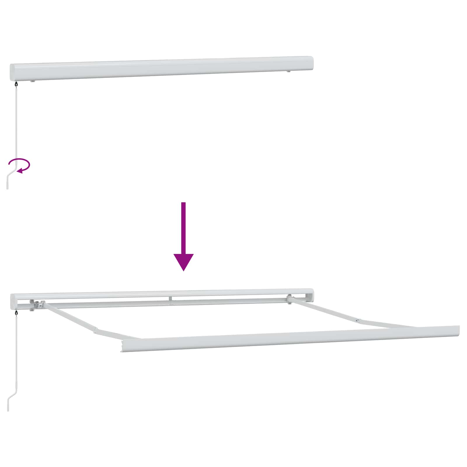 Einziehbare Markise Weiß 350 x 250 cm Stoff und Metall