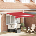 Einziehbare Markise Rot 350 x 250 cm Stoff und Stahl