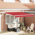 Einziehbare Markise Rot 350 x 250 cm Stoff und Stahl