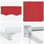 Einziehbare Markise Rot 350 x 250 cm Polyester und Aluminium