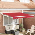Einziehbare Markise Rot 350 x 250 cm Polyester und Aluminium
