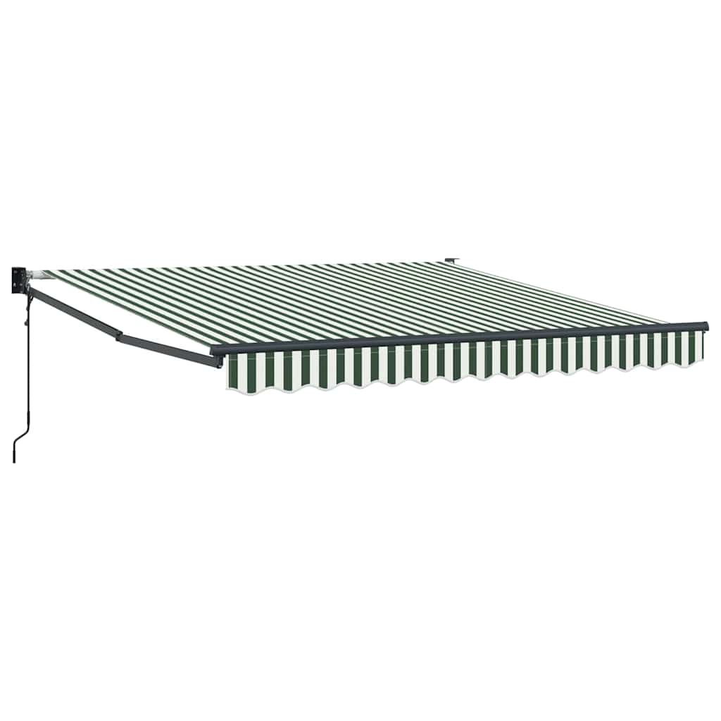 Einziehbare Markise Grün und Weiß 350 x 250 cm