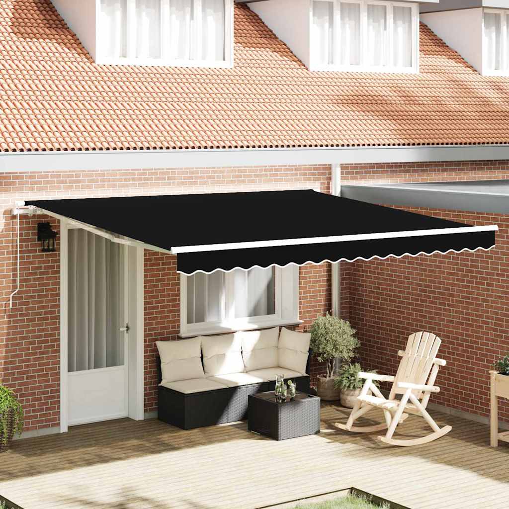 Markise Schwarz 400 x 300 cm Polyester und Metall